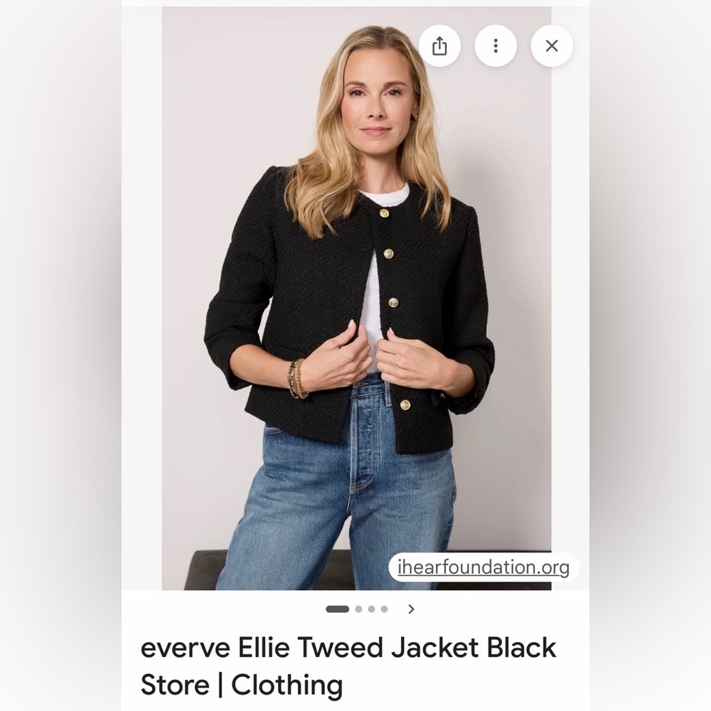 Evereve Ellie Tweed Black jacket with gold buttons. Size medium. Worn once.